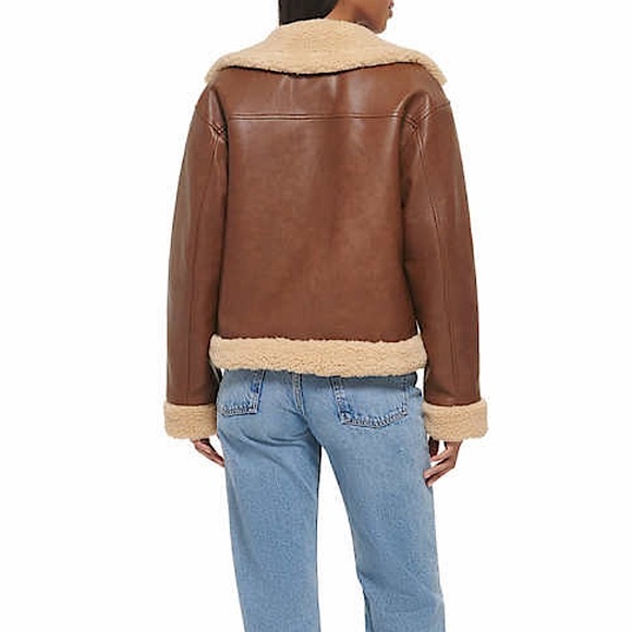 NWT Levi's Teddy Faux Leather Aviator Collared Coat - Picture 3 of 3